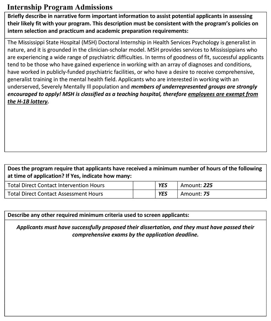 Internship Program Admissions